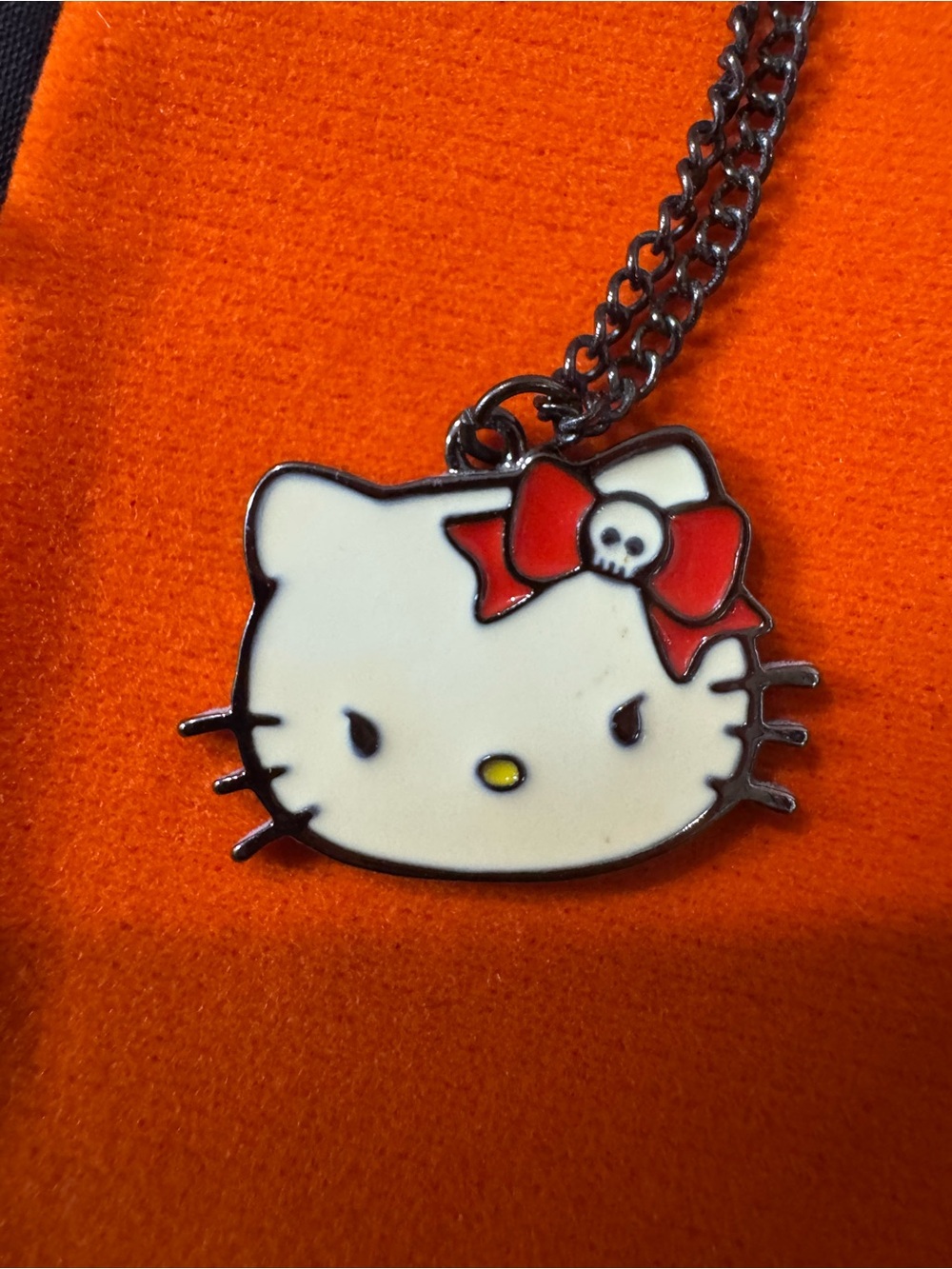 Funky Hello Kitty with skull ribbon Necklace - NWT - Ideal for Sanrio Enthusiast